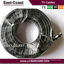 RG6 TV Black Coaxial Cable with F-Male Connectors Double Shielded